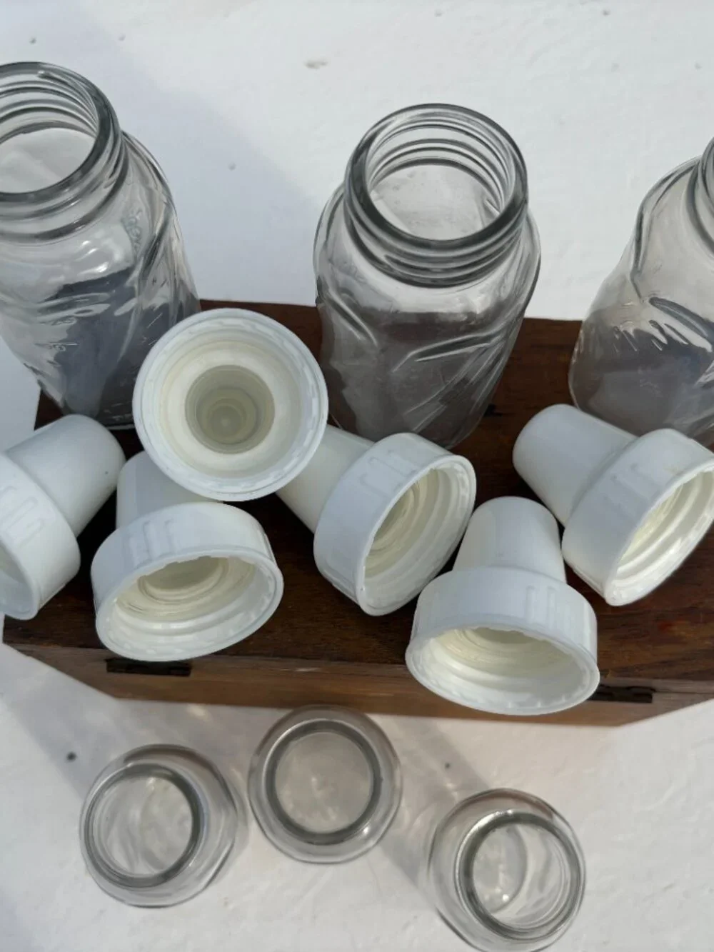 Vintage Evenflo Classic 4 oz Glass Baby Bottles - Twist Swirl Design, Set of 6 w
